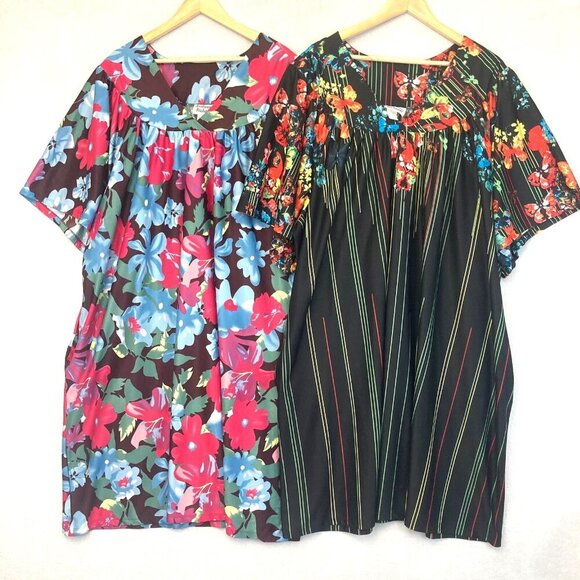 Lot of 2 Anthony Richards Muumuu House Dress Size 5X Knee / Midi Floral Colorful - Picture 1 of 16